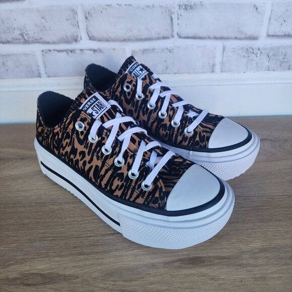 Converse Chuck Taylor Lift Double Stack Low Sz 6 Men Shoes Sneaker Black A16405C - Picture 2 of 9